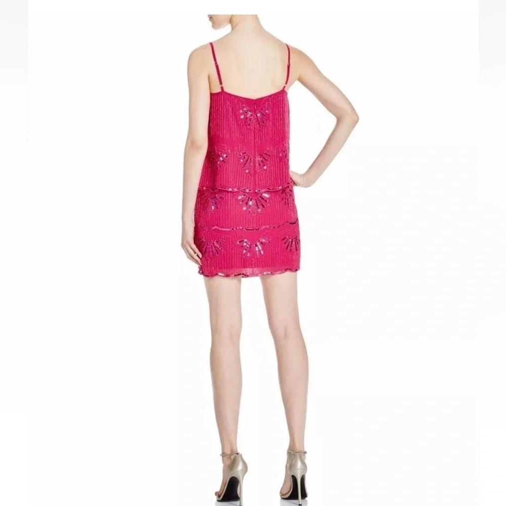Laundry by Shelli‎ Segal Hot Pink Sequin Beaded Mini Dress • Size 6 Homecoming - Picture 2 of 13